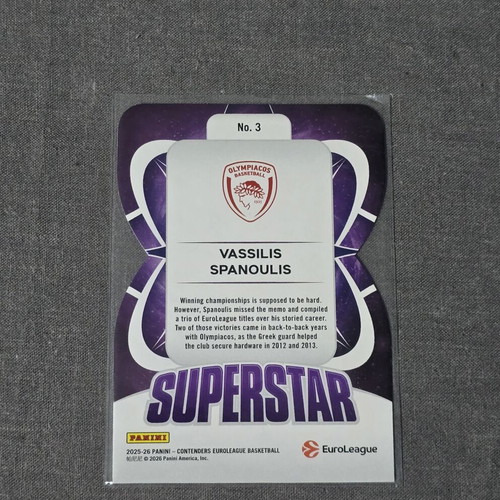 Vassilis Spanoulis Superstar Euroleague Contenders 2025-2026 card