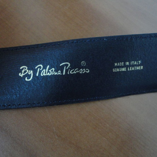 Paloma Picasso designer women's belt used, genuine leather, dark blue, size 85