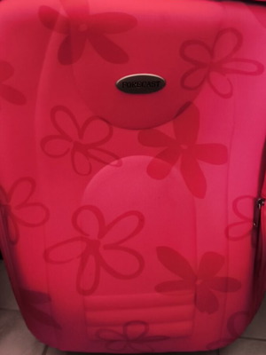 Forecast medium suitcase pink with flower design like new