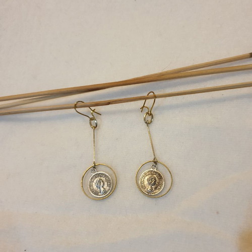 Handmade earrings with coin new