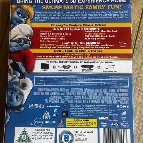 The Smurfs Blu-Ray 3D like new with English subtitles