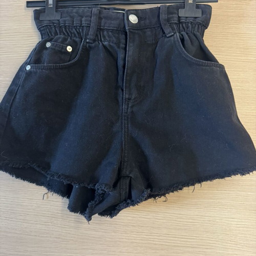 Bershka Black Denim Shorts High Rise Paperbag size S 36 like new