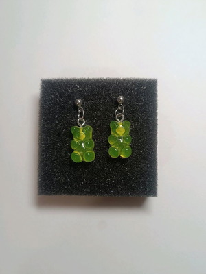 Earrings new with acrylic green gummy bear