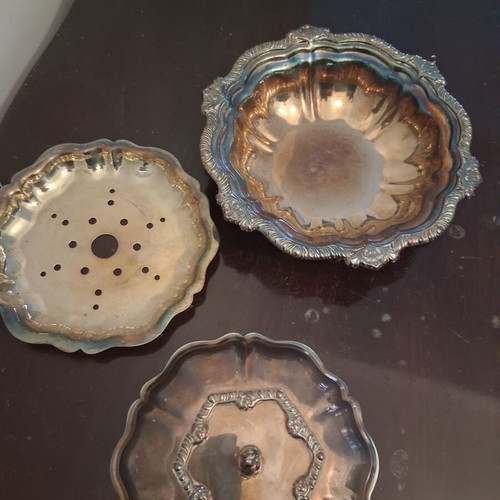 Silver-plated caviar serving dish like new, 16.5 cm diameter