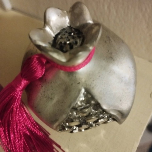 Silver 925 decorative pomegranate like new with red tassel