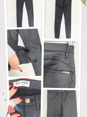 Tally Weill women's denim pants with leather effect, slim fit, 5 pocket