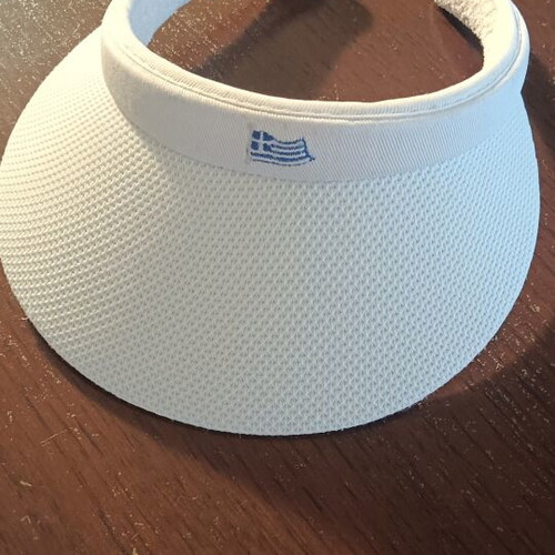 White visor hat with Greek flag, like new