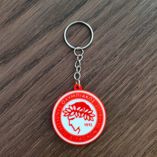Olympiacos Keychain Handmade 3D Printed, Red and White