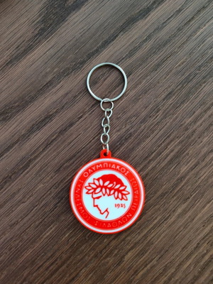 Olympiacos Keychain Handmade 3D Printed, Red and White