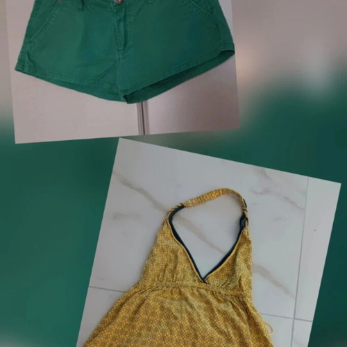Attrattivo set size S like new, green shorts and mustard halter top
