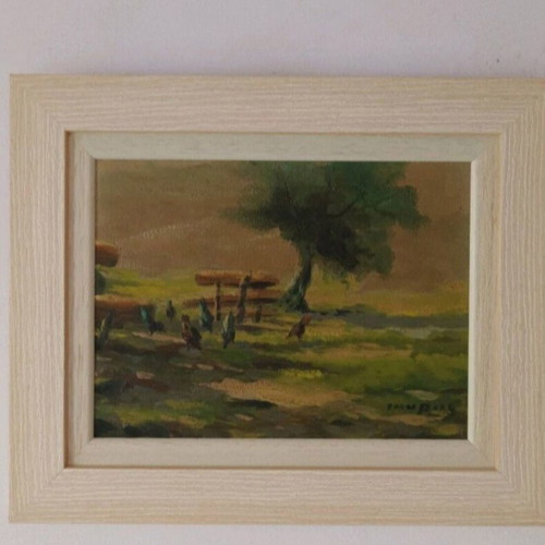 Oil painting signed, used, 36x30 cm with frame
