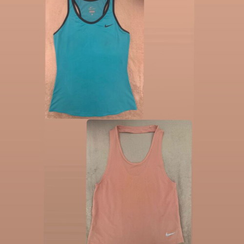 Nike sports tank tops, pack of 2, small sizes, pink and turquoise