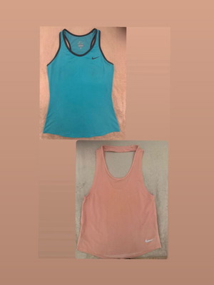 Nike sports tank tops, pack of 2, small sizes, pink and turquoise