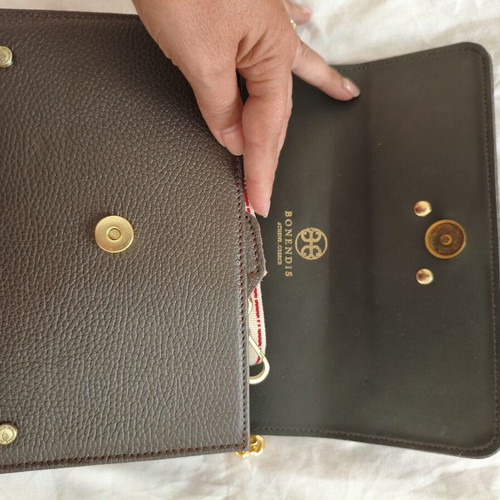 Bonendis leather shoulder bag, dark brown