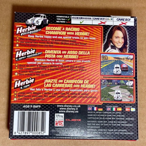 Game Boy Advance SP Herbie Fully Loaded game sealed