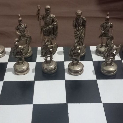 Chessboard 45×45 with used bronze pieces Hellenistic-Roman style