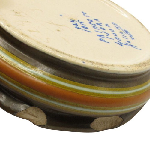 Vintage ceramic ashtray from Holland 1960s used, hand-painted