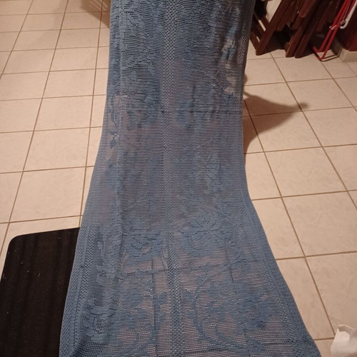 Handmade curtain for balcony door 250x110 blue raffia like new