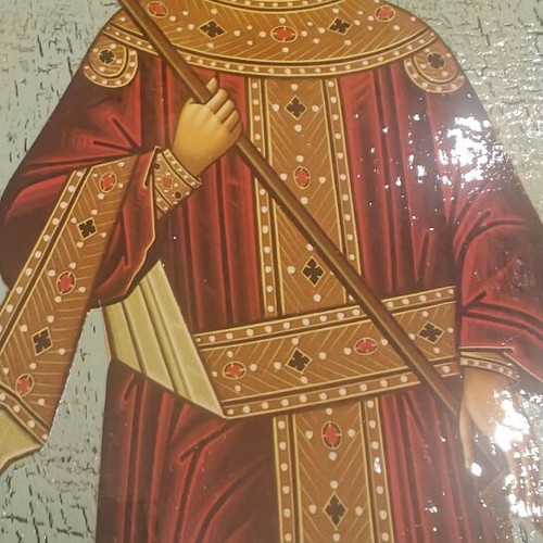 Handmade Saint Constantine decoupage icon on wood