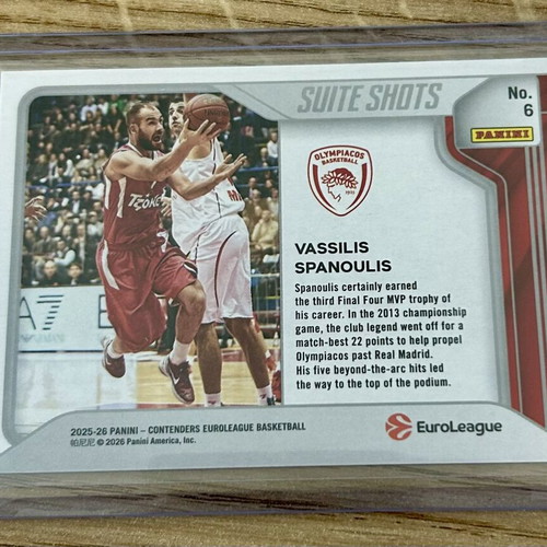 Vassilis Spanoulis Panini Euroleague Suite Shots card 2025-26 Olympiacos