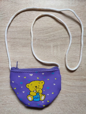 Vintage 80s παιδικό χιαστί πορτοφόλι τσαντάκι σαν καινούργιο, μωβ