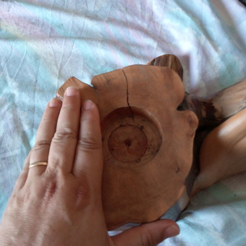Wooden handmade decorative cedar candle holder large size made to order
