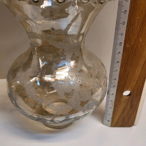 Vintage blown glass lamp shade like new, crystallized 1970s-80s
