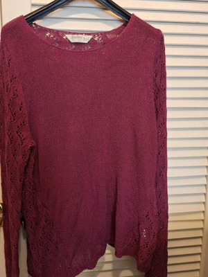 Purple blouse with lace collar and sleeves like new