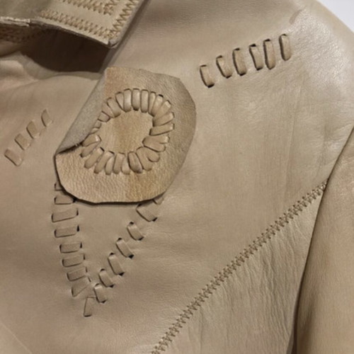 Oris leather jacket, beige, size 7XL