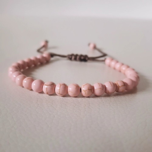 Handmade bracelet with pink rose quartz stones, new