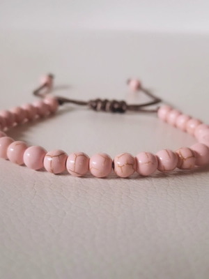 Handmade bracelet with pink rose quartz stones, new