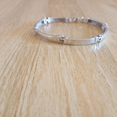 Silver 925 bracelet split type with six linked flat pieces