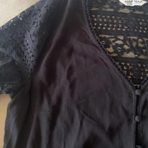 Naf Naf black blouse with lace sleeves