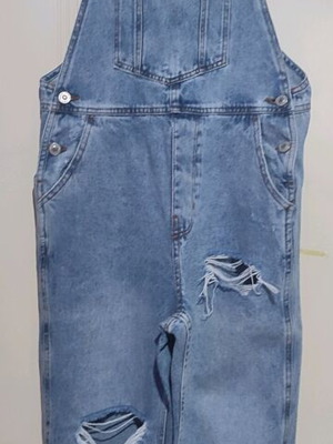 Denim overalls like new with rips, size M, blue