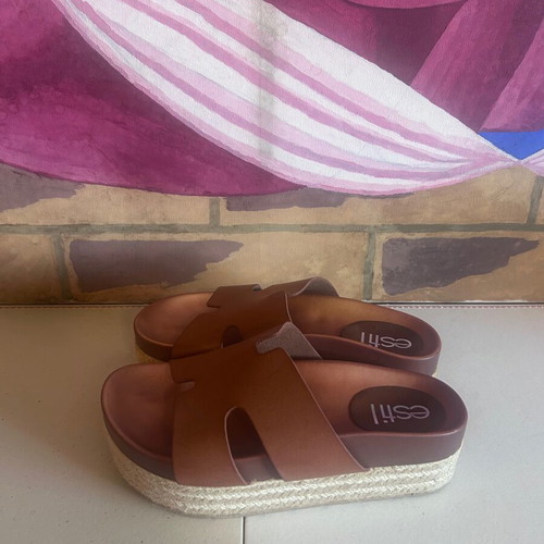 Estil platform sandals, tan brown, size 36