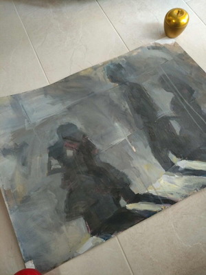 Πίνακας Σκιές στο σκοτάδι ακρυλικό σε χαρτόνι καινούργιο 70x50 εκ.