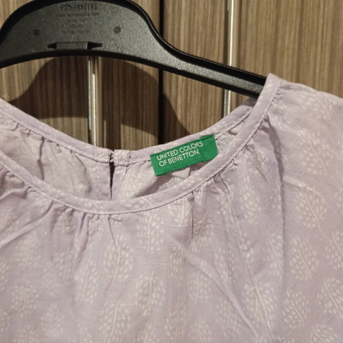 Benetton κοντομάνικο φόρεμα σαν καινούργιο, 6-7 ετών, άσπρο και μωβ