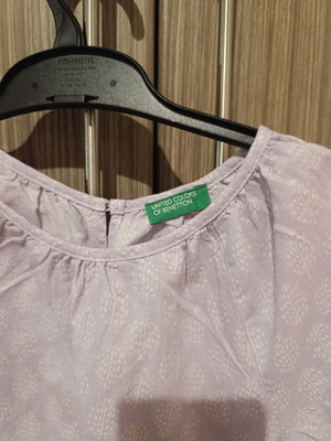 Benetton κοντομάνικο φόρεμα σαν καινούργιο, 6-7 ετών, άσπρο και μωβ