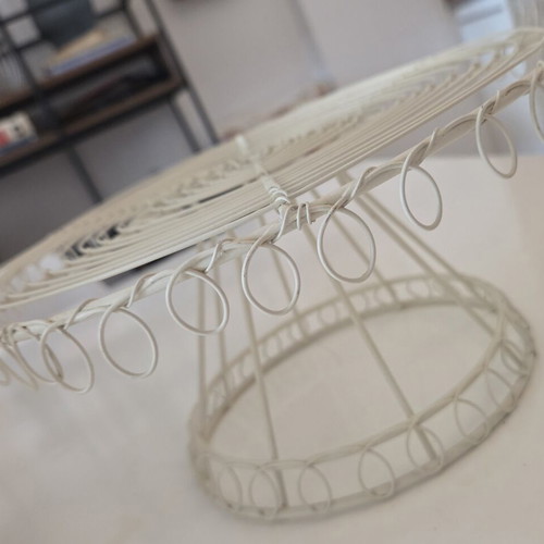 Vintage Metal Footed Wire Cake Stand Cream Ivory