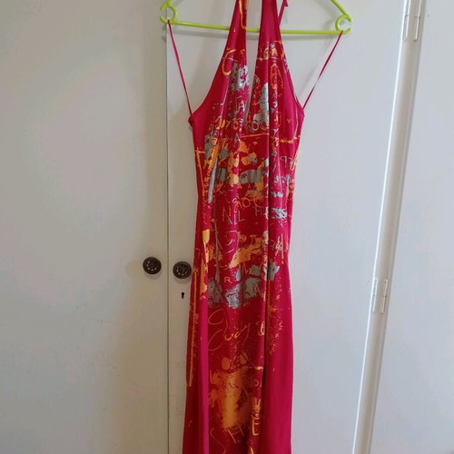 Andy Warhol red dress like new with orange and silver designs