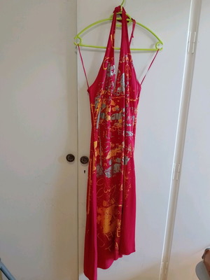 Andy Warhol red dress like new with orange and silver designs