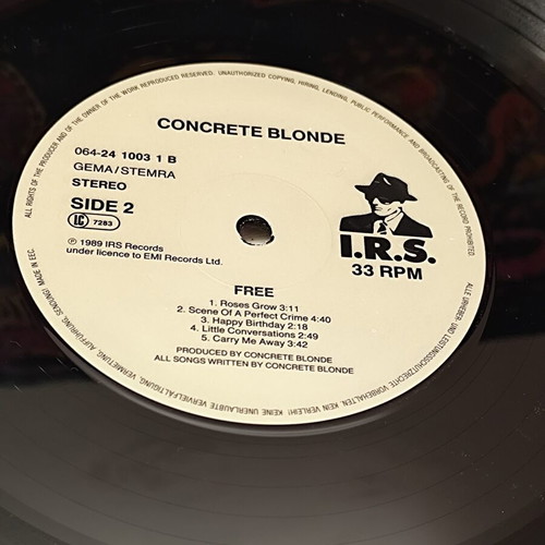 Concrete Blonde Free vinyl LP album 1989 near mint condition