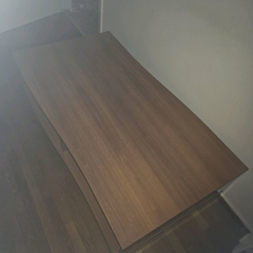 Wooden TV stand used with shelf