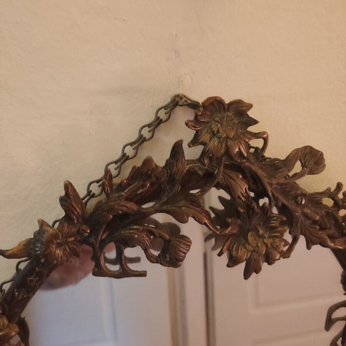Bronze mirror used, ornate, approx. 49x37 cm