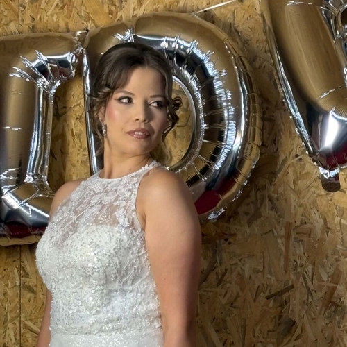 Wedding dress with silver glitter new, size L 40 12, white