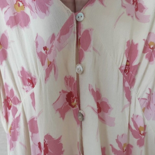 Zara midi floral button-up dress new, off white and pink