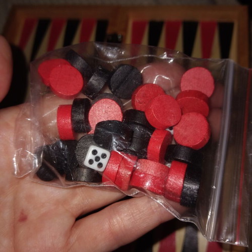 Mini wooden tavli backgammon board