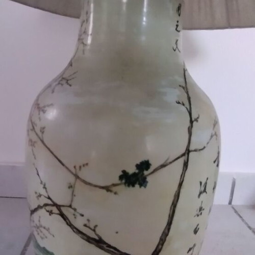 Chinese vase used as lamp base, like new, 45 cm height