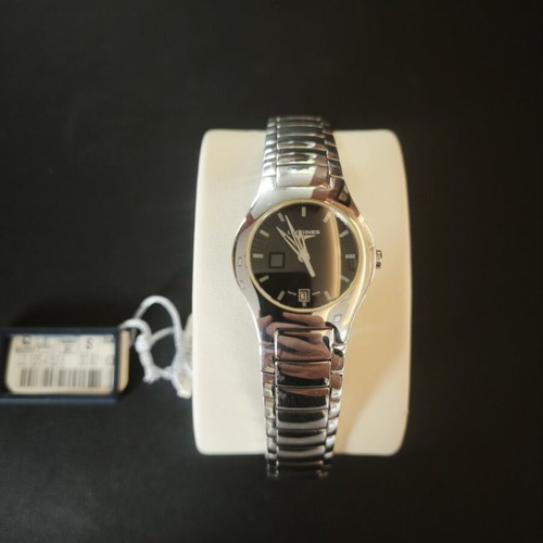 Longines L3.125.4.52.6 women's watch new, stainless steel, black dial