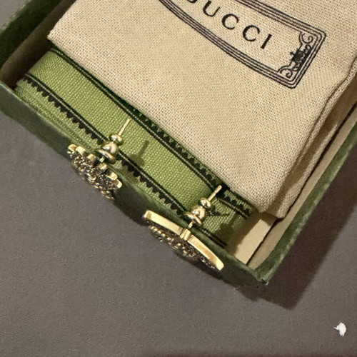 Gucci earrings with crystals and Interlocking G